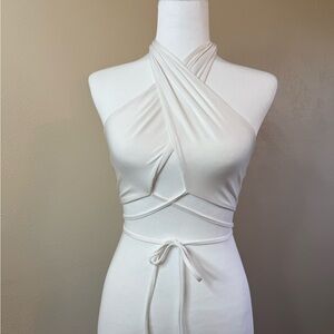 Adika White Halter Wrap Crop Top